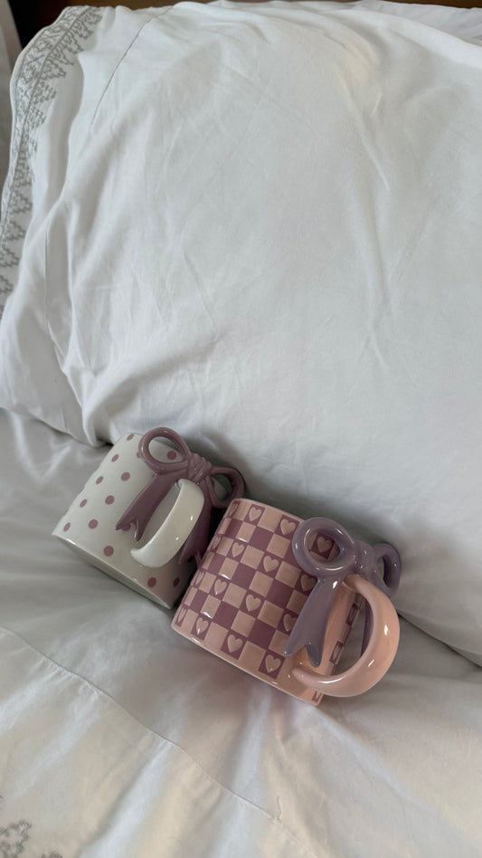 polka dot + checkered mug set