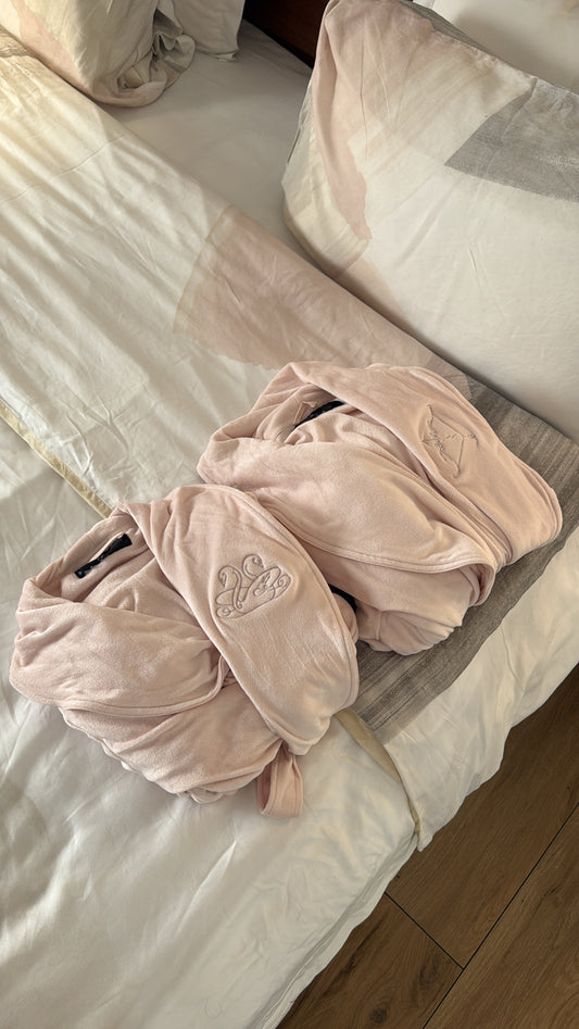 pink fluff robe (with initials) 🦢💖🏹